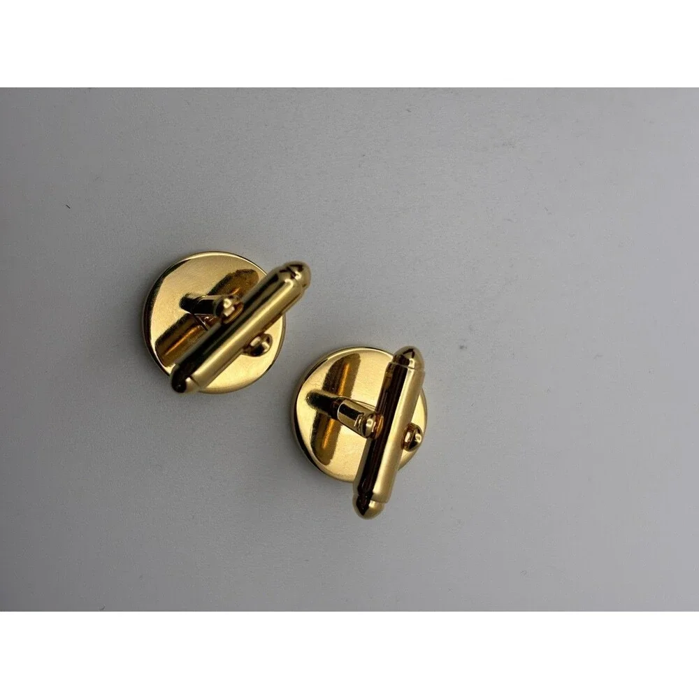 Classic “P” Monogrammed Cuff Links Round Gold Tone Formal Men’s Wedding